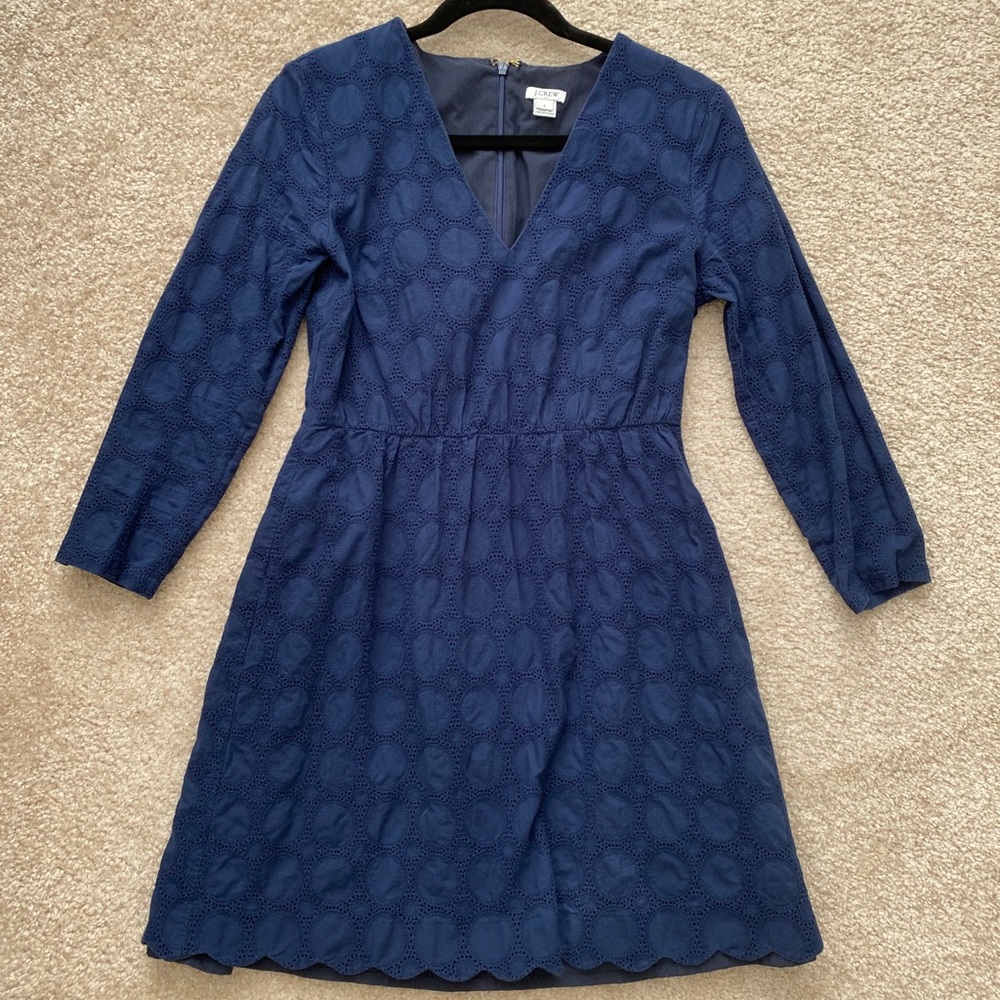 J. Crew V-neck lace dress / 6 / NAVY